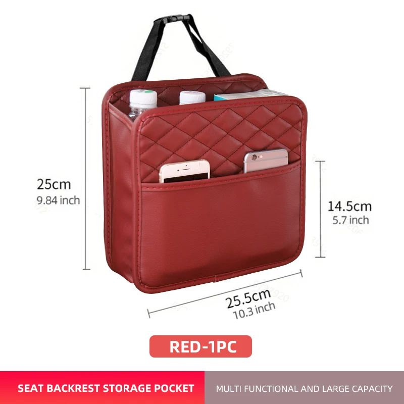 Leather Multifunctional Car Seat Storage Bag Universal Car Trash  Organizer Pouch Suitable For Most 8