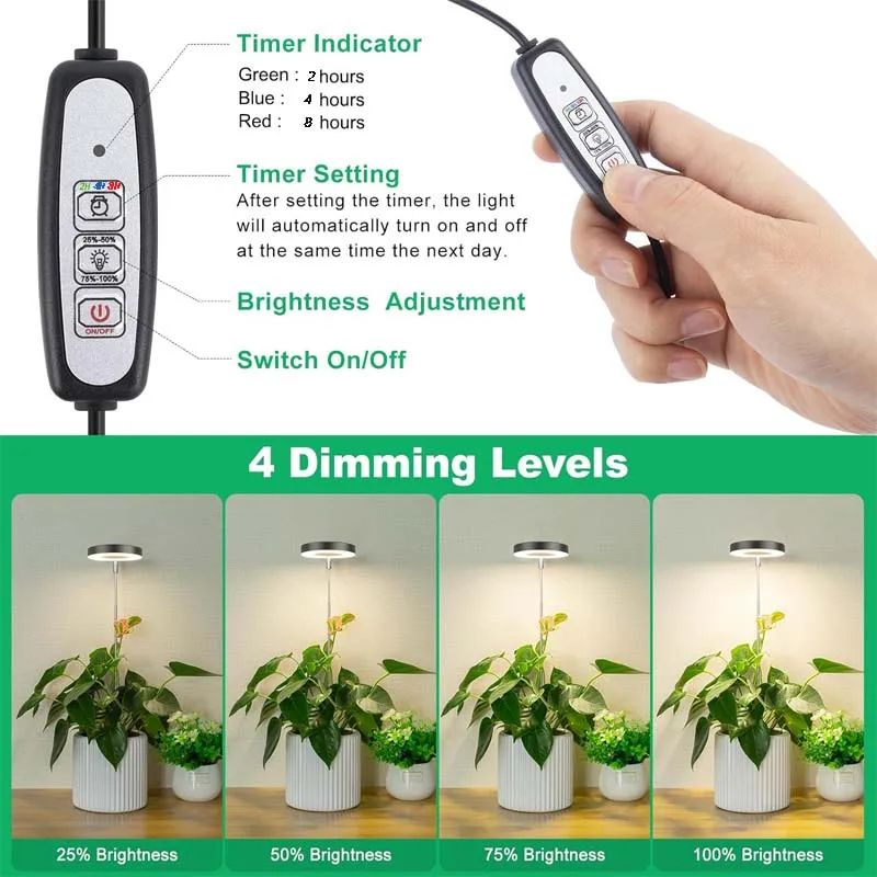 Plant Grow Light LED Growing Lamp Full Spectrum Height Adjustable Auto Timer Indoor Plant Light Sol 1