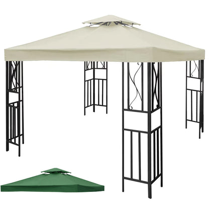 Garden Gazebo Top Cover Canopy, Replacement Top Canopy Cover with Double Tier Outdoor Patio Sunshade Tent Roof Top