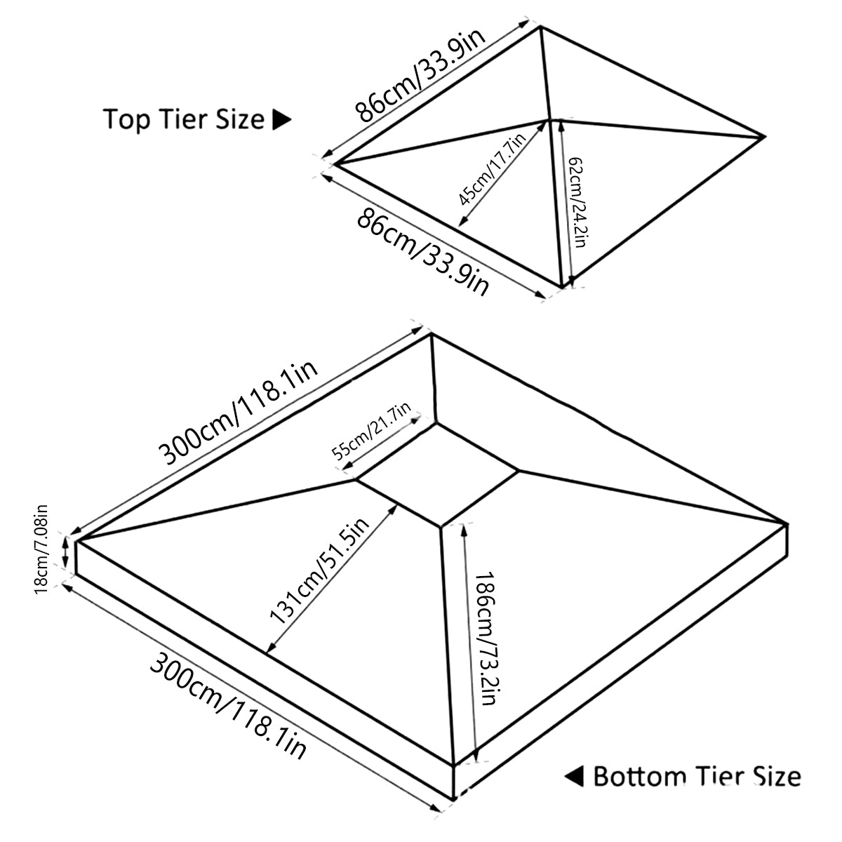 Garden Gazebo Top Cover Canopy, Replacement Top Canopy Cover with Double Tier Outdoor Patio Sunshade Tent Roof Top