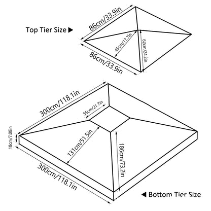 Garden Gazebo Top Cover Canopy, Replacement Top Canopy Cover with Double Tier Outdoor Patio Sunshade Tent Roof Top