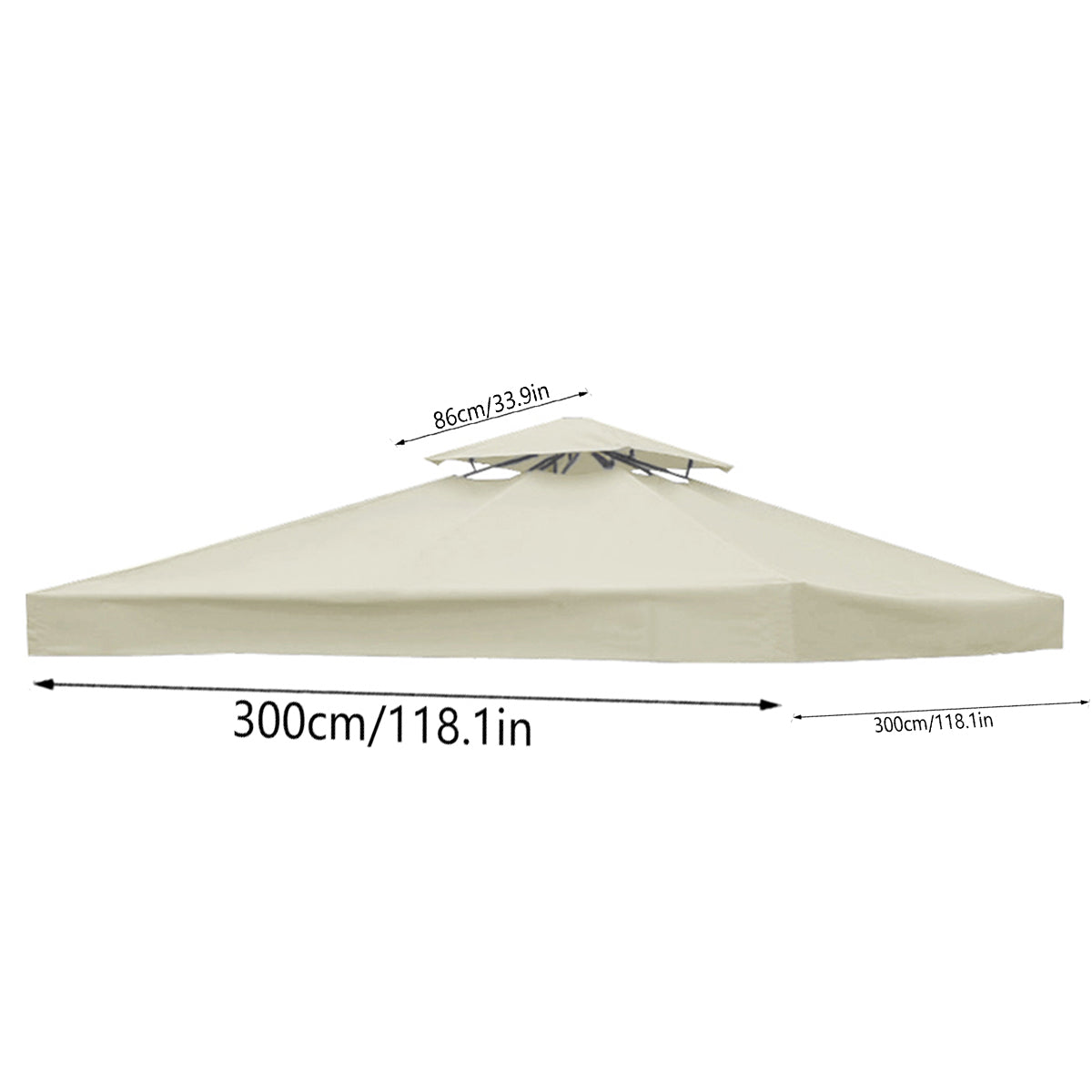 Garden Gazebo Top Cover Canopy, Replacement Top Canopy Cover with Double Tier Outdoor Patio Sunshade Tent Roof Top