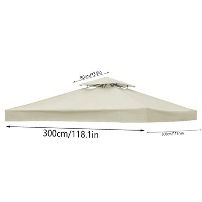 Garden Gazebo Top Cover Canopy, Replacement Top Canopy Cover with Double Tier Outdoor Patio Sunshade Tent Roof Top