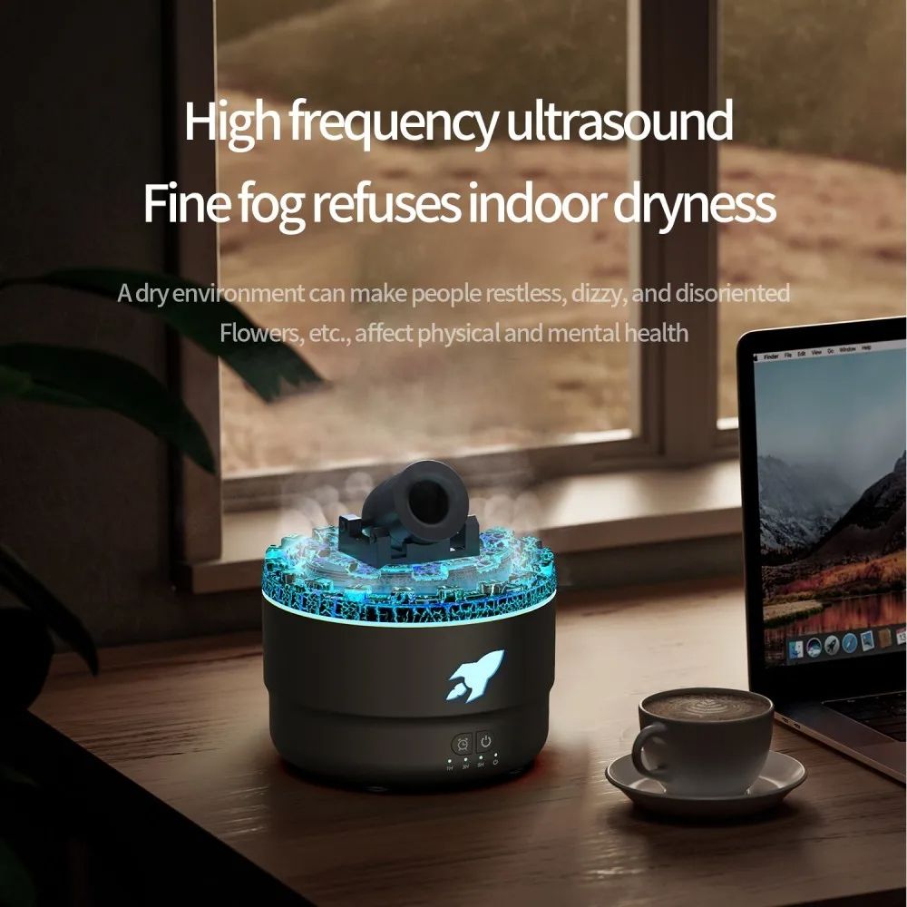Cannon Aromatherapy Diffuser Jellyfish Spray Air Humidifier 7 Color LED Night Light Essential Oil D 2