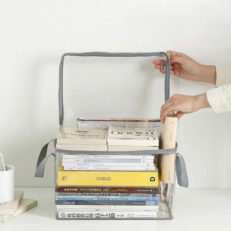 Foldable Transparent Waterproof Book Organizer Storage Box For Home School  Dorm 2
