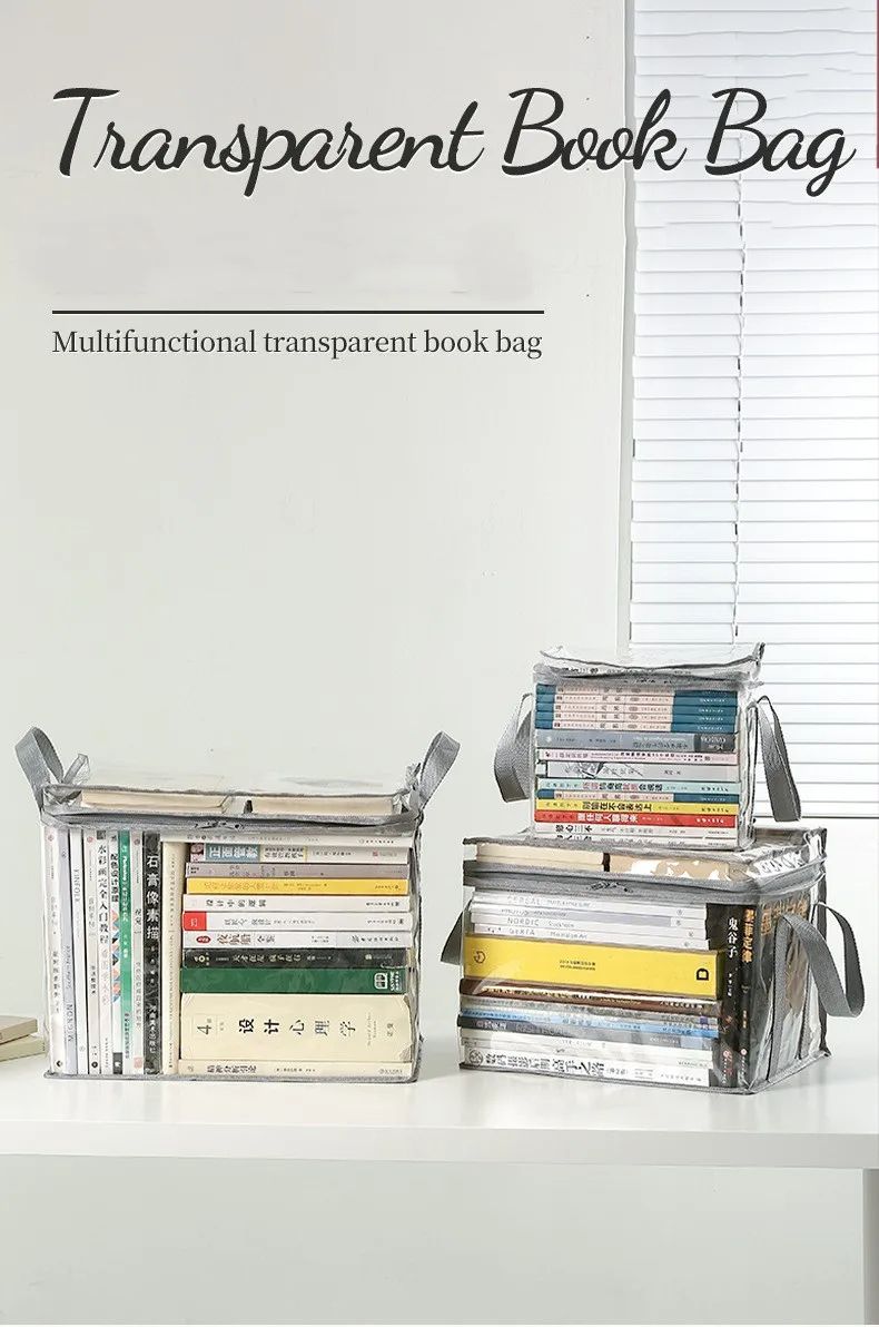 Foldable Transparent Waterproof Book Organizer Storage Box For Home School  Dorm 3