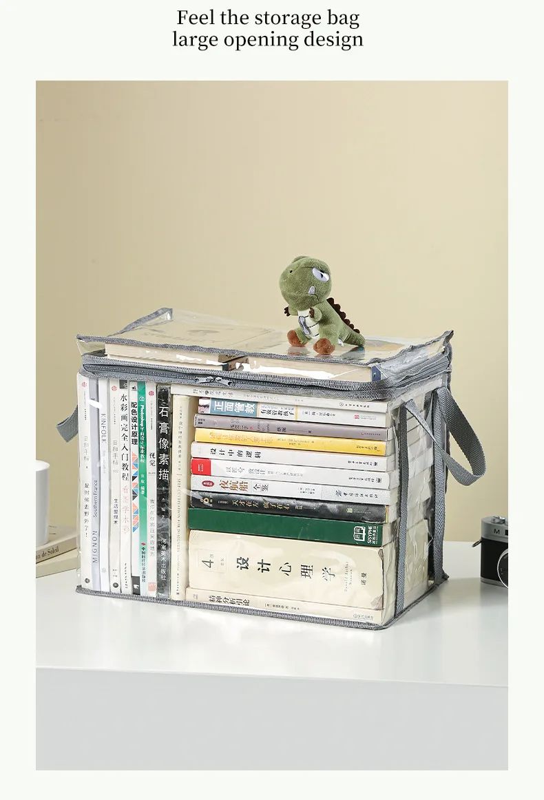 Foldable Transparent Waterproof Book Organizer Storage Box For Home School  Dorm 4