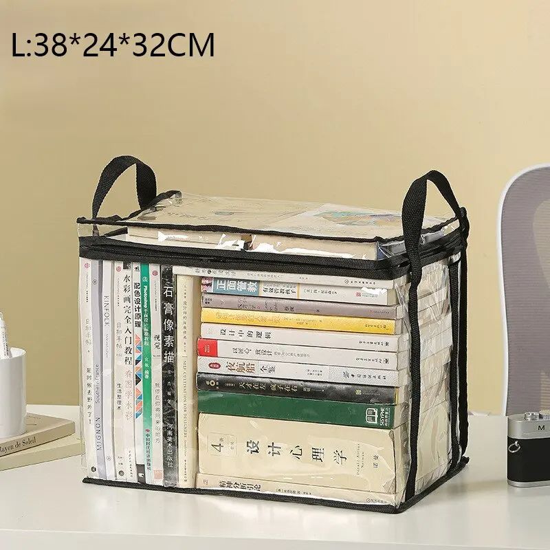 Foldable Transparent Waterproof Book Organizer Storage Box For Home School  Dorm 8