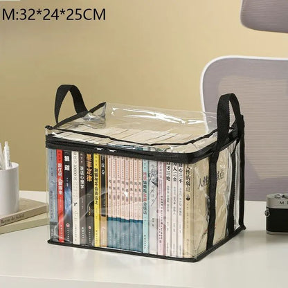 Foldable Transparent Waterproof Book Organizer Storage Box For Home School  Dorm 7