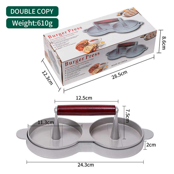 GrillMaster Aluminum Burger Press  NonStick Hamburger Patty Maker With Wax Paper For BBQ  Kitchen U 6