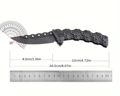 TrailEdge Folding Pocket Knife  Stainless Steel Outdoor Knife With Embossed Chain Handle 5