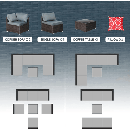 7Piece Outdoor Patio Furniture Set  AllWeather PE Rattan Sectional Sofa With Table 3