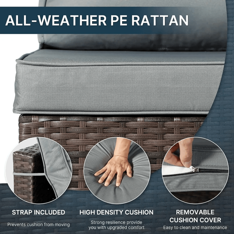 7Piece Outdoor Patio Furniture Set  AllWeather PE Rattan Sectional Sofa With Table 5