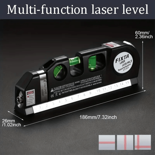 Multipurpose Laser Level Tool  Cross Line Level With 8Foot Measuring Tape For DIY  Home Projects 2