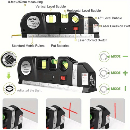 Multipurpose Laser Level Tool  Cross Line Level With 8Foot Measuring Tape For DIY  Home Projects 4