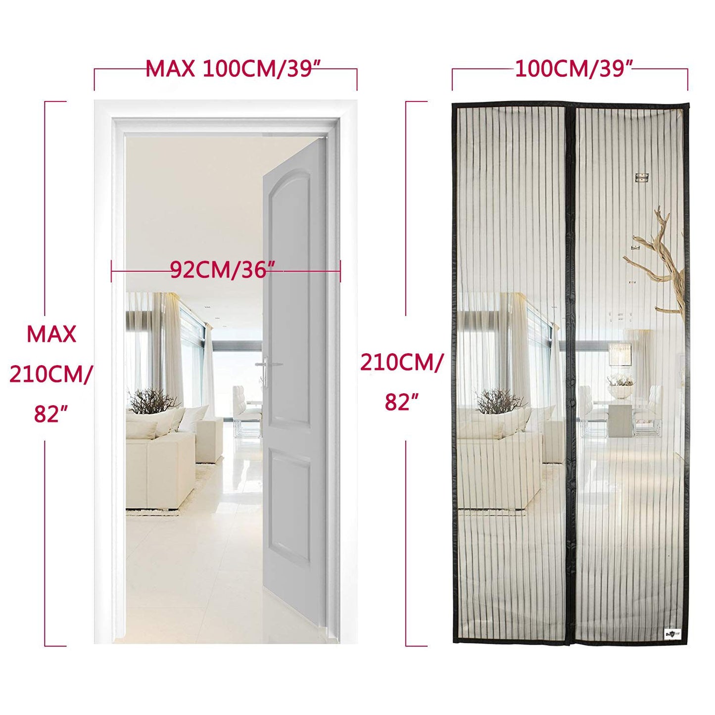 Magnetic Screen Door Curtain  HeavyDuty Mesh With HandsFree Closure For BugFree Ventilation 3