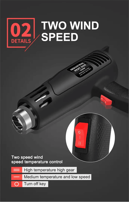 2000W Electric Heat Gun  High Power Hot Air Tool With Adjustable Temperature For DIY Automotive  In 3