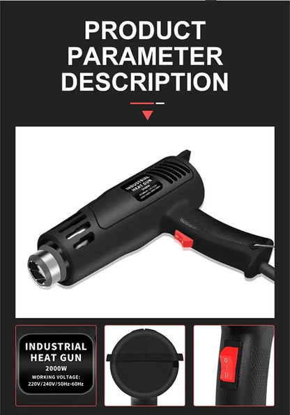 2000W Electric Heat Gun  High Power Hot Air Tool With Adjustable Temperature For DIY Automotive  In 9