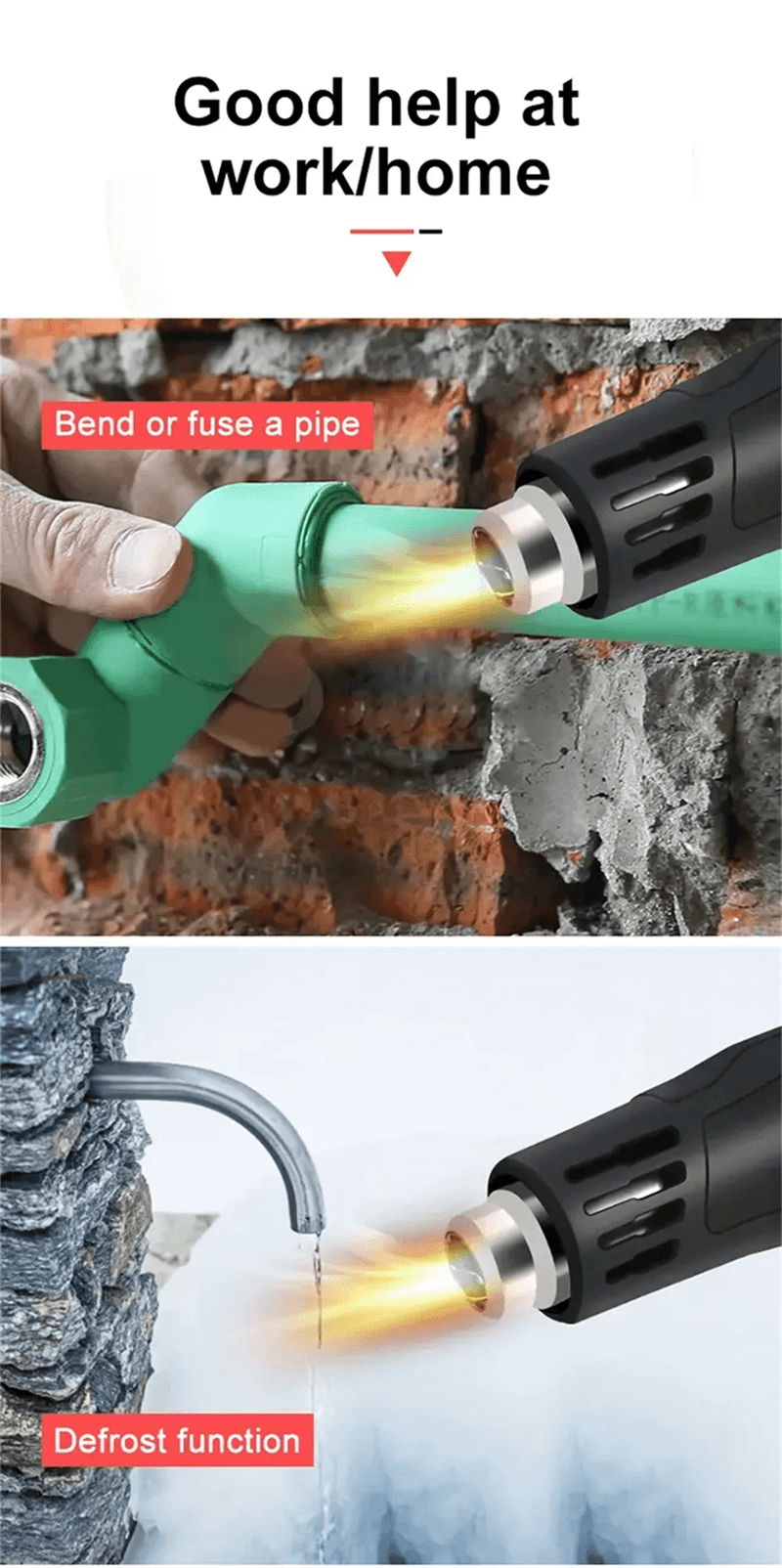 2000W Electric Heat Gun  High Power Hot Air Tool With Adjustable Temperature For DIY Automotive  In 10