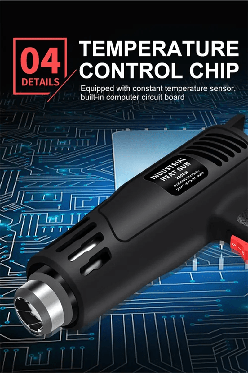 2000W Electric Heat Gun  High Power Hot Air Tool With Adjustable Temperature For DIY Automotive  In 5
