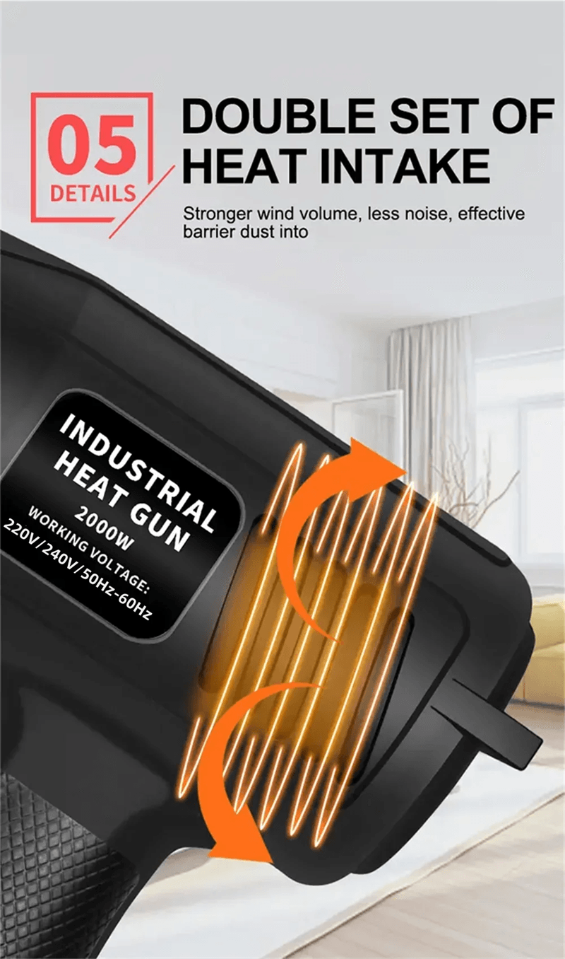 2000W Electric Heat Gun  High Power Hot Air Tool With Adjustable Temperature For DIY Automotive  In 6