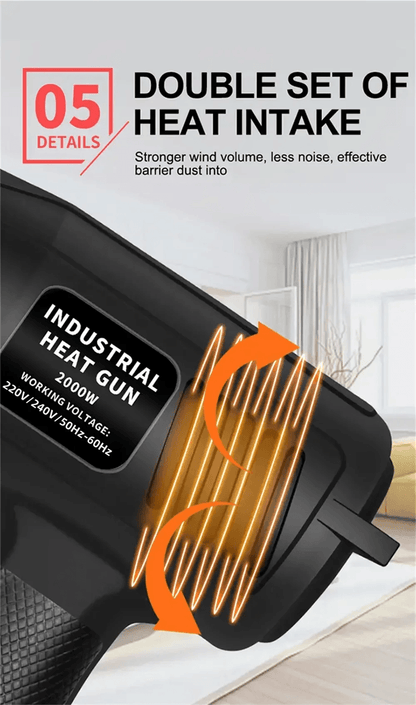 2000W Electric Heat Gun  High Power Hot Air Tool With Adjustable Temperature For DIY Automotive  In 6