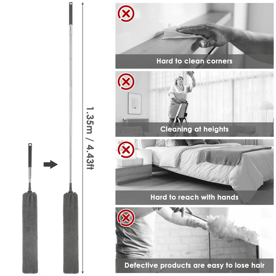Flexible Microfiber Gap Duster  Long Flat Dust Cleaner For Under Sofa Bed  Furniture 4