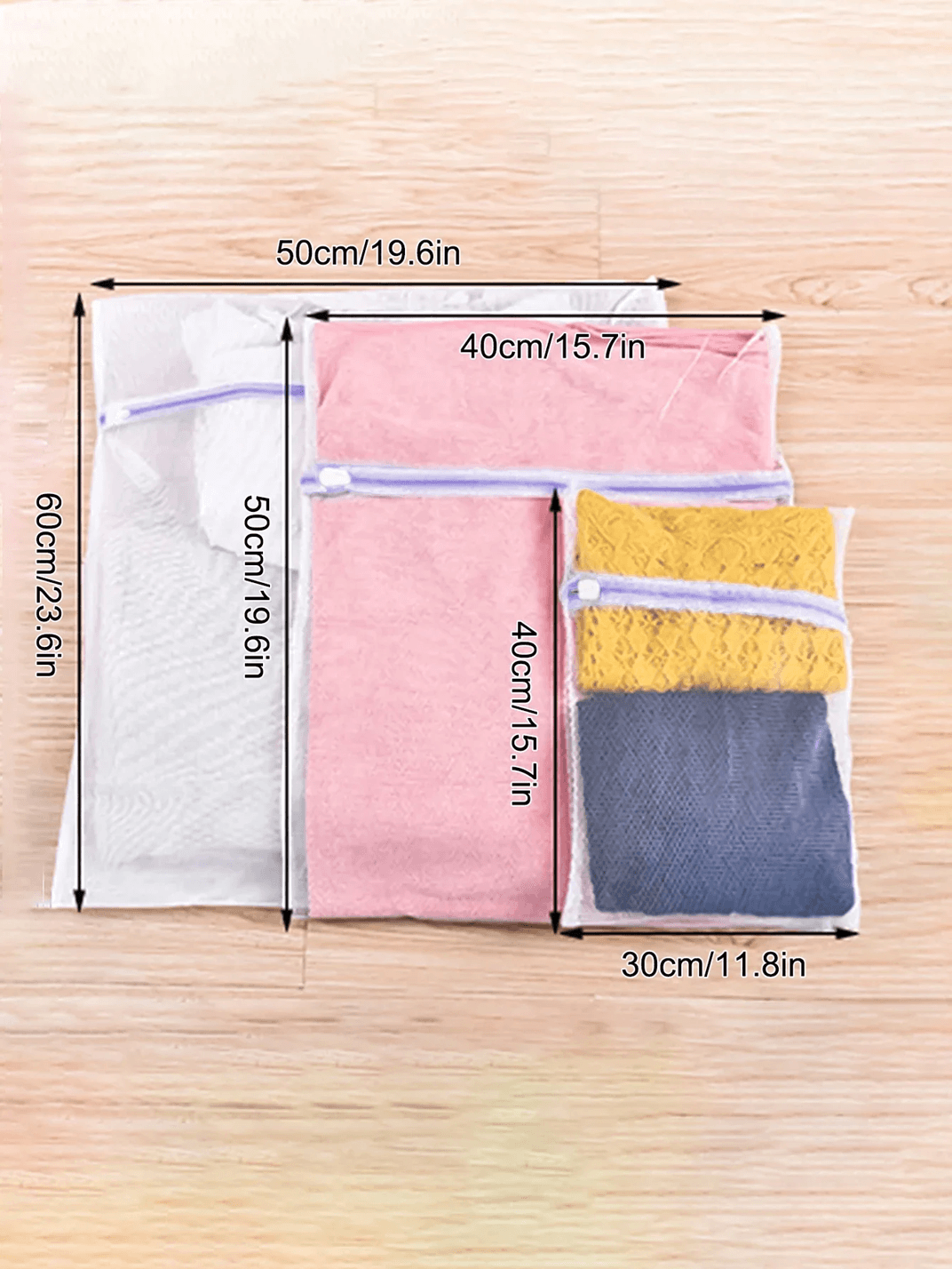 DelicateGuard Fine Mesh Laundry Bag Set 3 Piece Zippered Wash Bags For Clothes And Lingerie Care 3