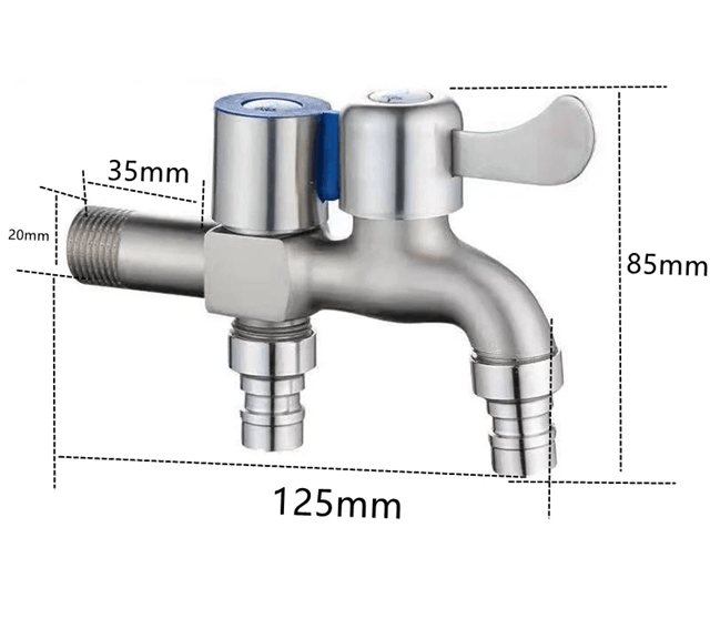 AquaFlow Stainless Steel Dual Outlet Faucet with Independent Controls for Bathroom and Bidet Use