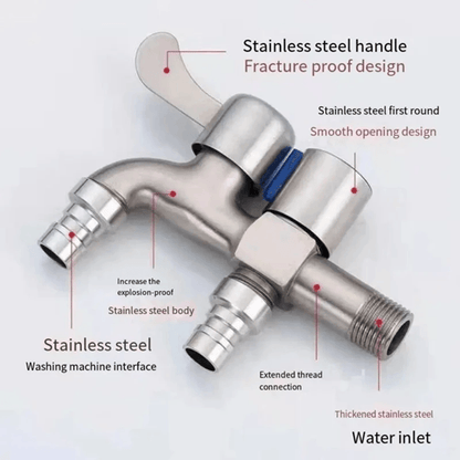 AquaFlow Stainless Steel Dual Outlet Faucet With Independent Controls For Bathroom And Bidet Use 1