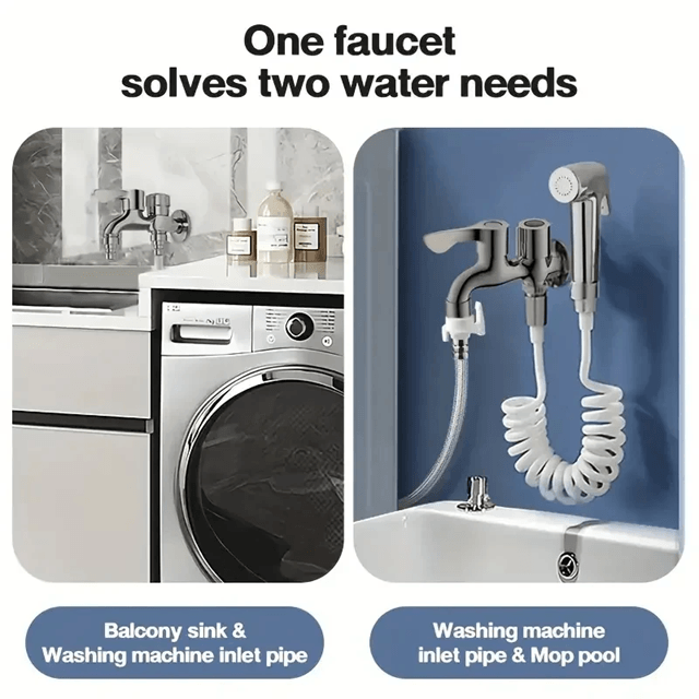 AquaFlow Stainless Steel Dual Outlet Faucet With Independent Controls For Bathroom And Bidet Use 3