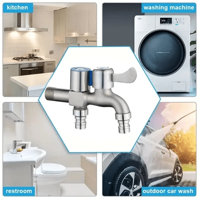 AquaFlow Stainless Steel Dual Outlet Faucet With Independent Controls For Bathroom And Bidet Use 6