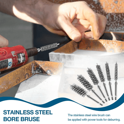ProClean 6 Piece Stainless Steel Wire Brush Set For Pipe And Hole Cleaning With Hex Shank 3