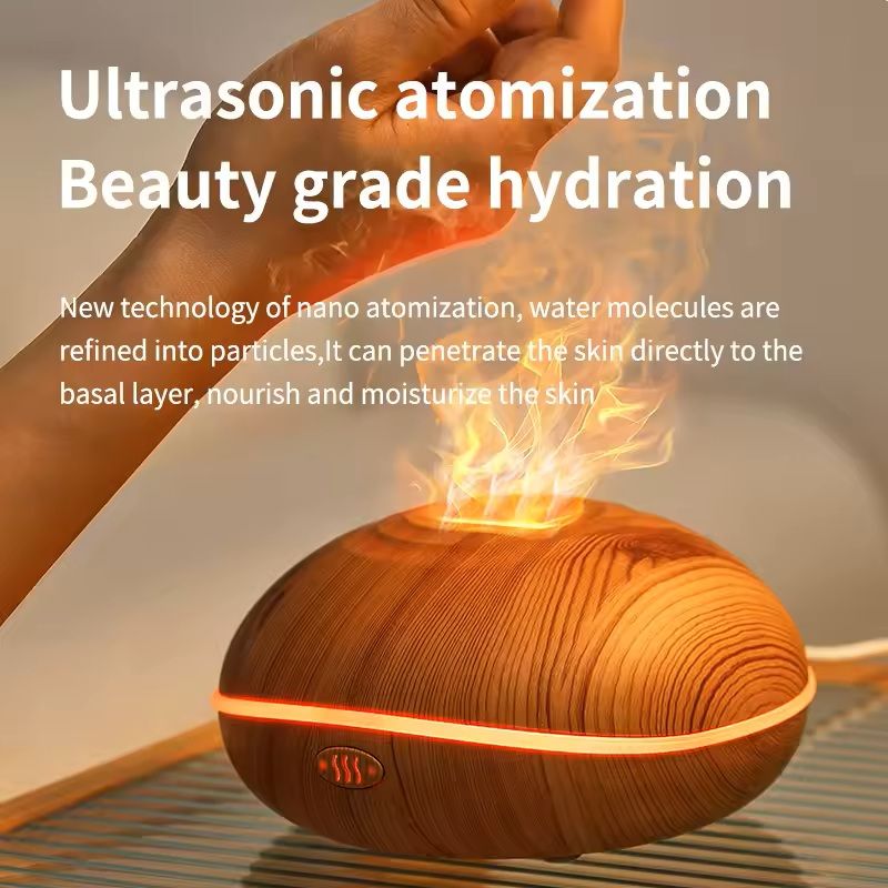 Wood Grain Ultrasonic Oil Diffuser With Remote And LED Lights 1