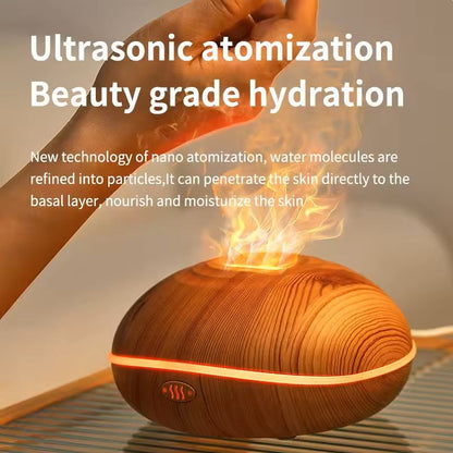 Wood Grain Ultrasonic Oil Diffuser With Remote And LED Lights 1
