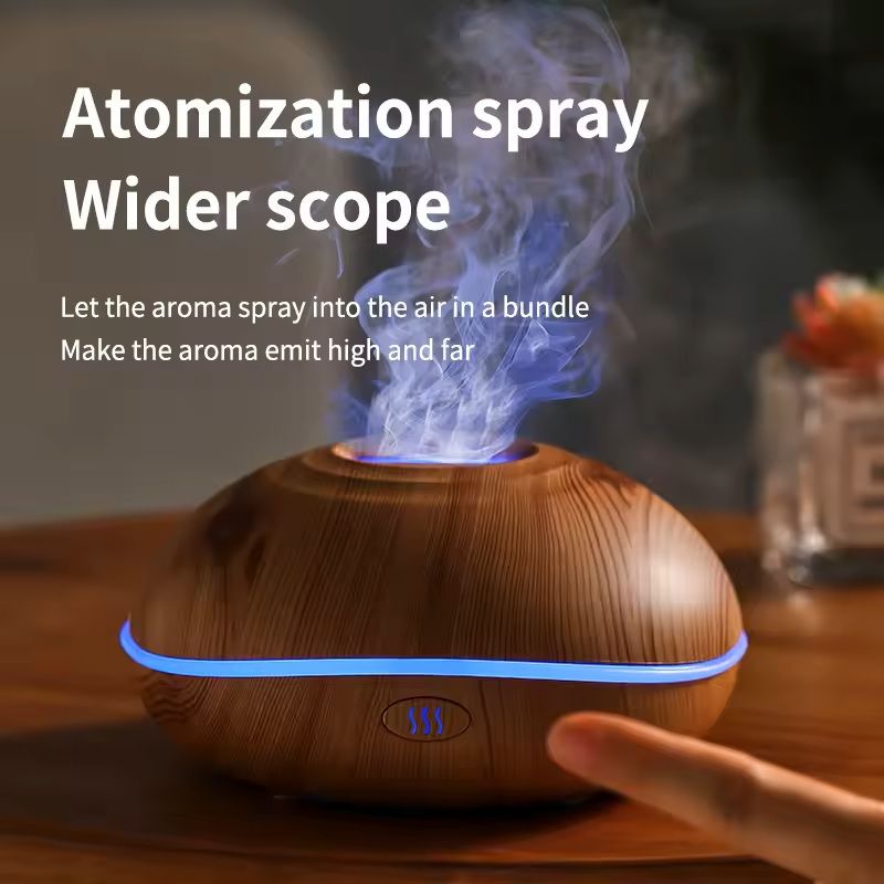 Wood Grain Ultrasonic Oil Diffuser With Remote And LED Lights 2