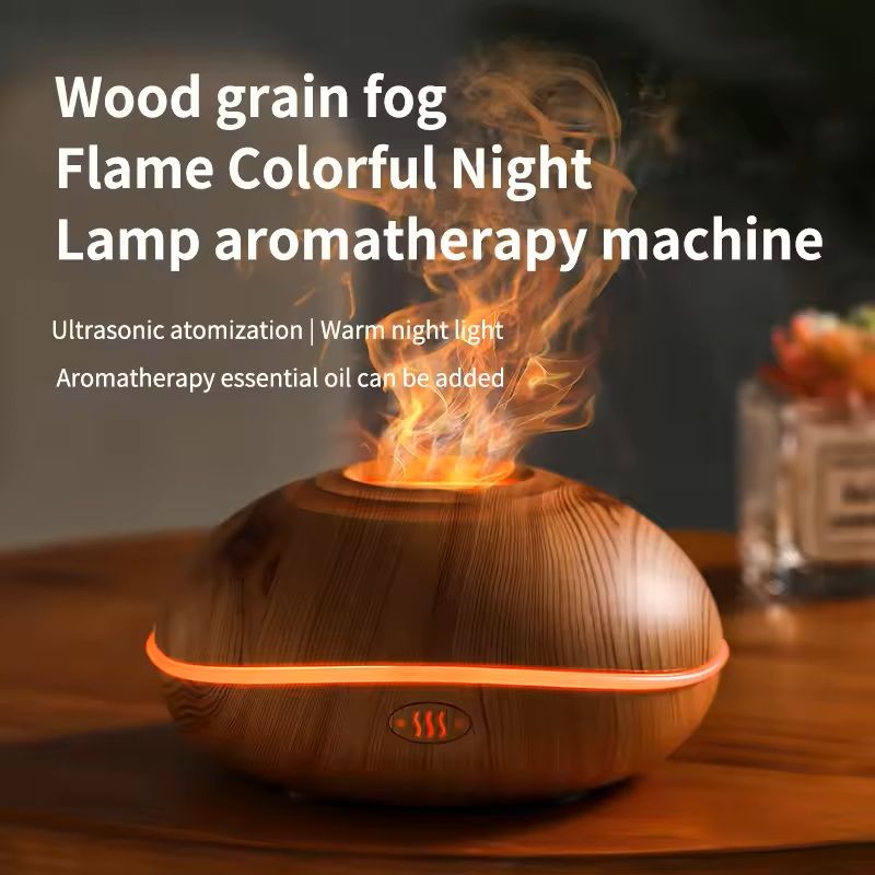 Wood Grain Ultrasonic Oil Diffuser with Remote and LED Lights