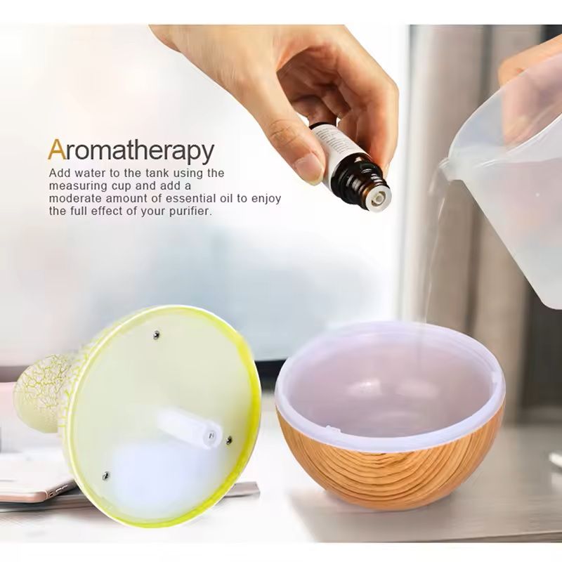 Wood Grain Ultrasonic Vase Humidifier With Night Light 2