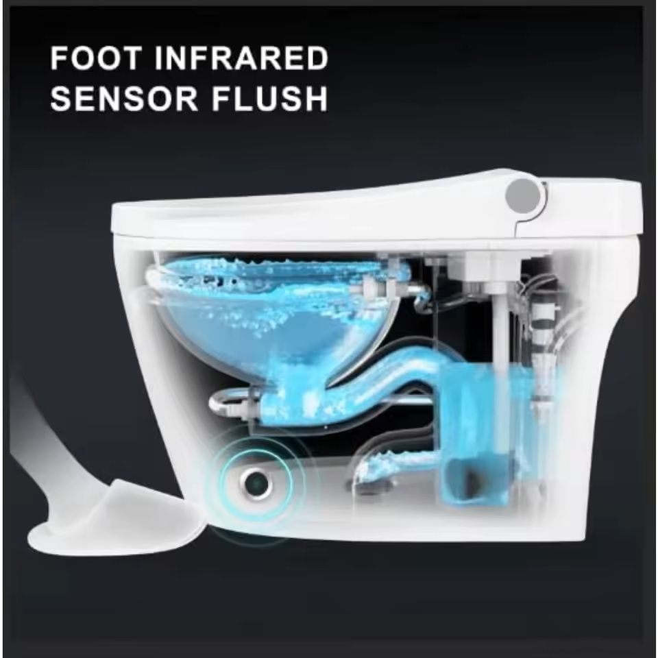 Smart Heated One Piece Toilet With Foot Sensor Flush And Night Light 2