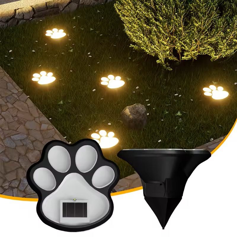 Solar Paw Print Garden Lights for Lawn and Pathway