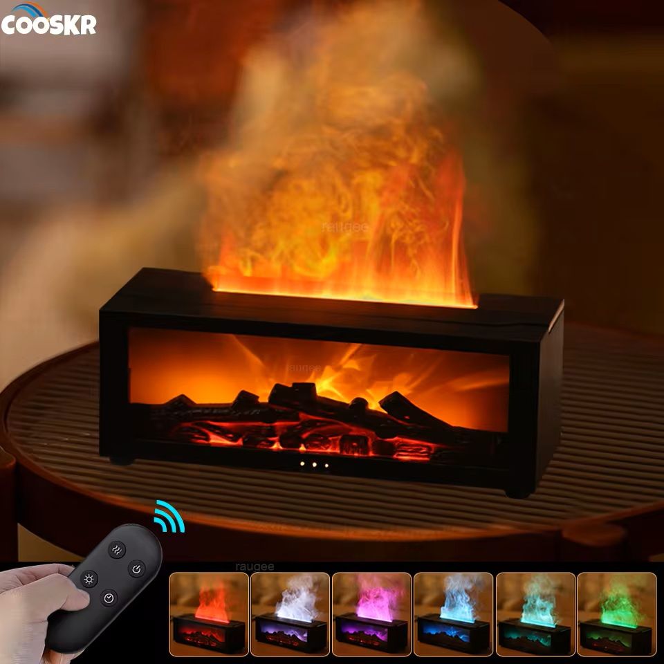 Flame LED Aroma Humidifier with Remote Control for Home Use