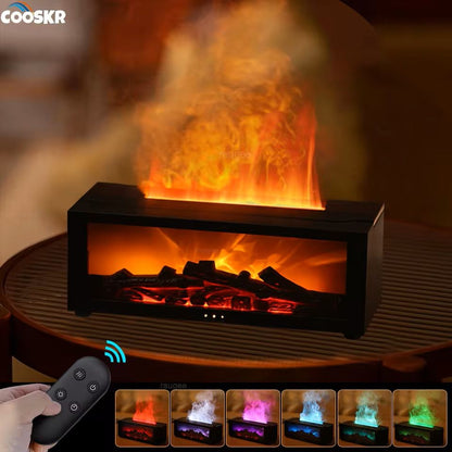Flame LED Aroma Humidifier with Remote Control for Home Use