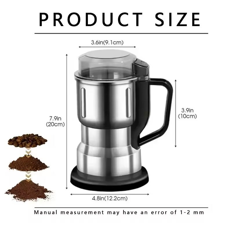 Electric Coffee Grinder With Stainless Steel Blade And Portable Handle 4