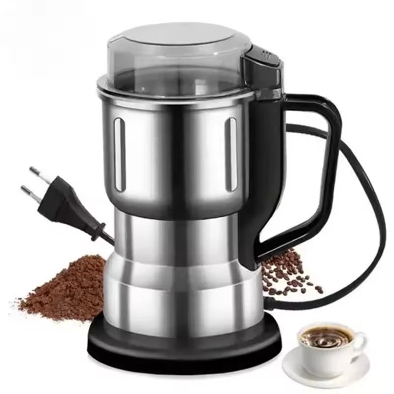 Electric Coffee Grinder with Stainless Steel Blade and Portable Handle
