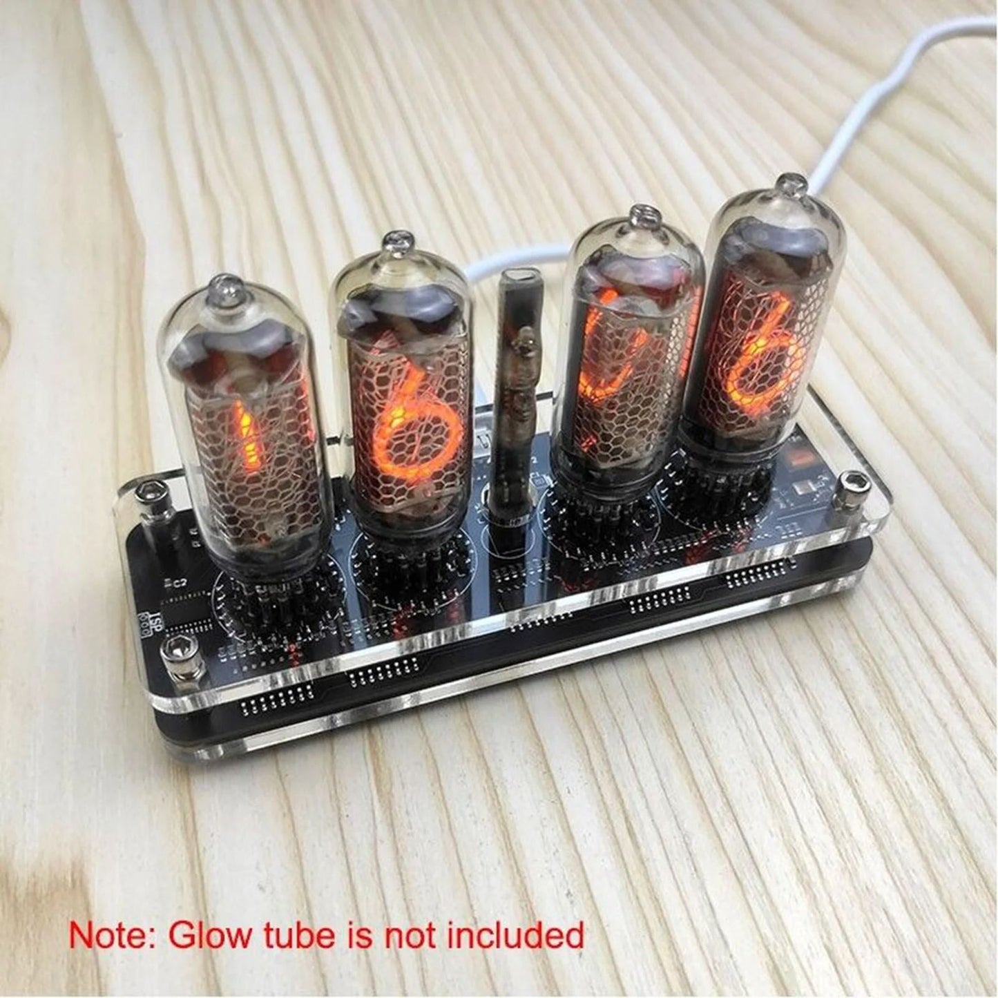 IN8 Nixie Glow Tube Clock 4 Digit Solid Wood Desk Alarm Digital IN8 Glow Tube USB Power Plug In Des 1
