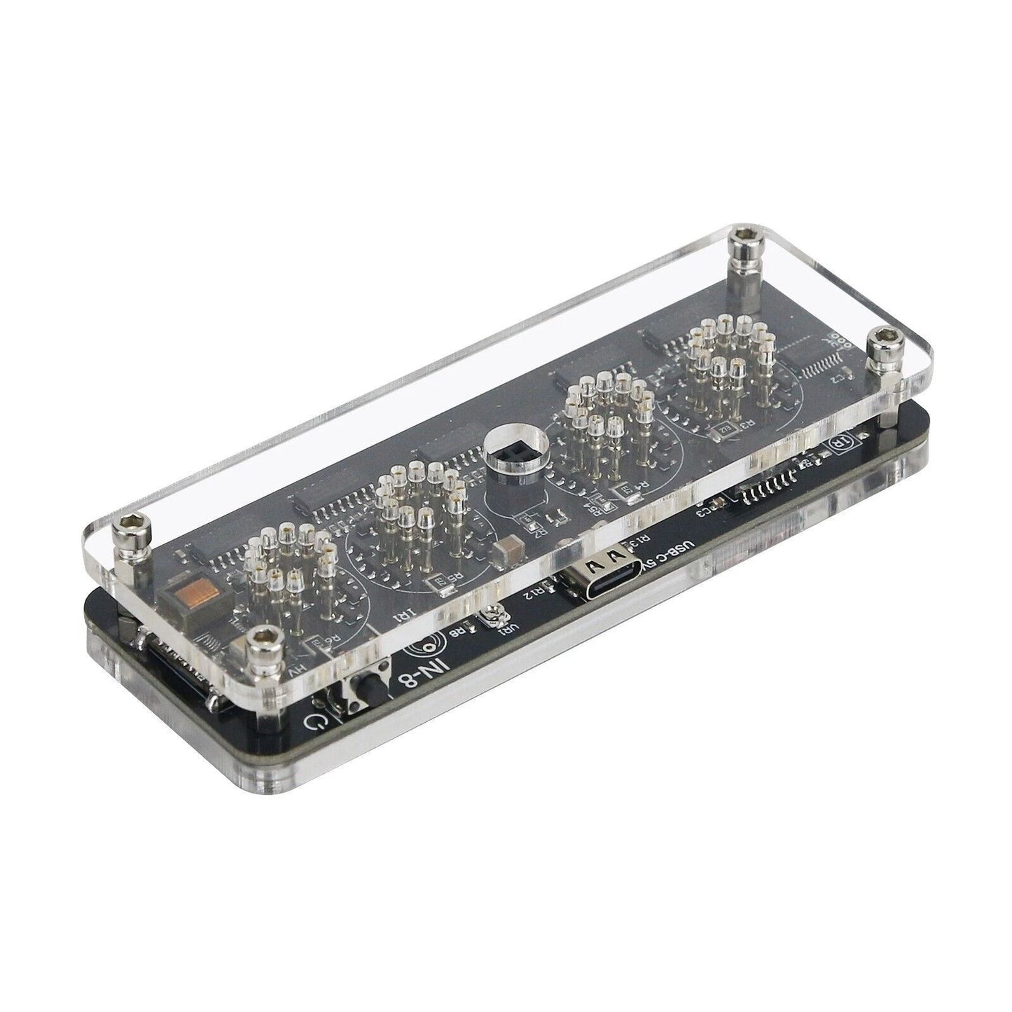 IN8 Nixie Glow Tube Clock 4 Digit Solid Wood Desk Alarm Digital IN8 Glow Tube USB Power Plug In Des 5