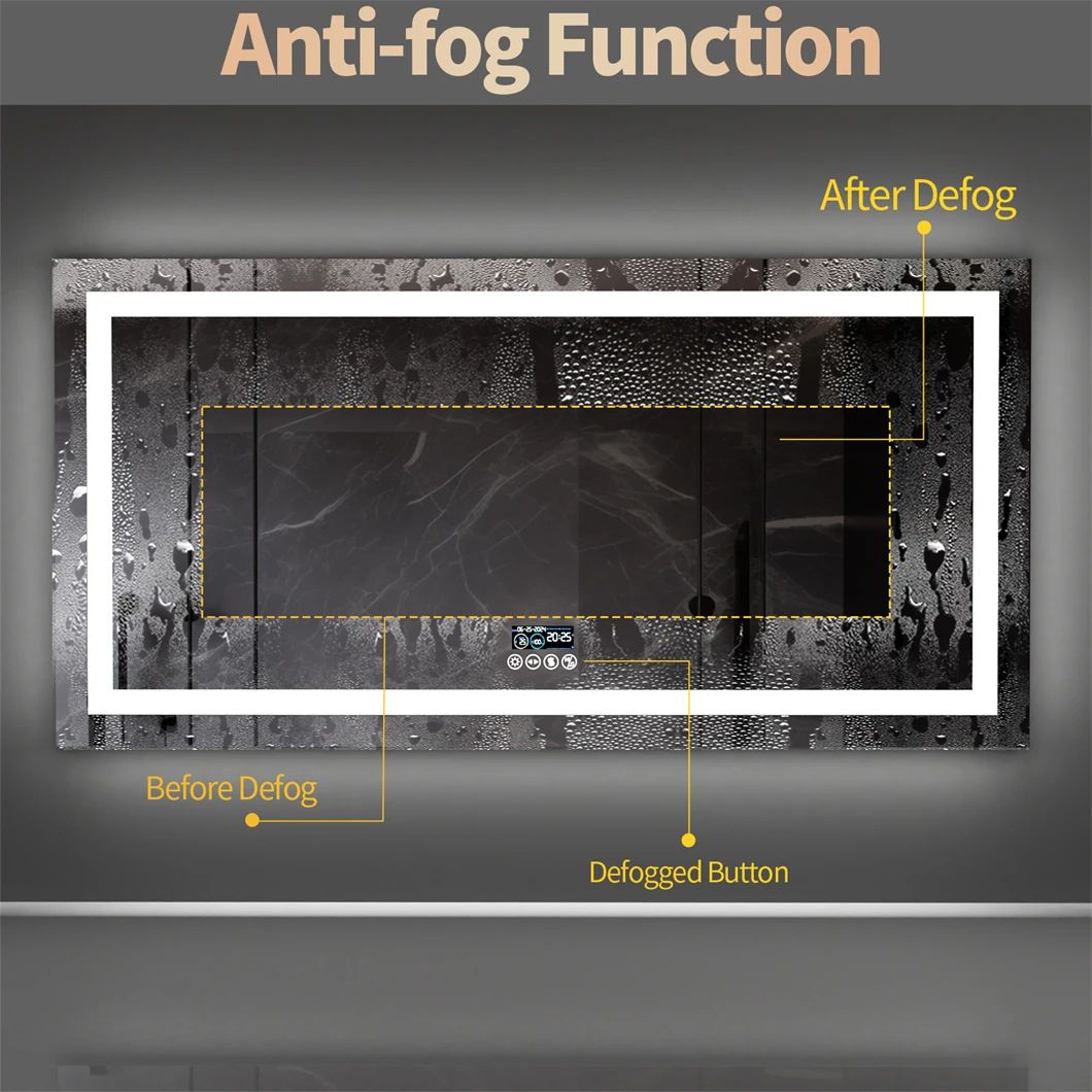 Bathroom Mirror Smart LED Vanity Mirror Wall Mounted With Bluetooth Digital Display Back  Front Lit 2