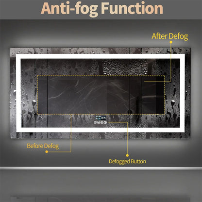 Bathroom Mirror Smart LED Vanity Mirror Wall Mounted With Bluetooth Digital Display Back  Front Lit 2