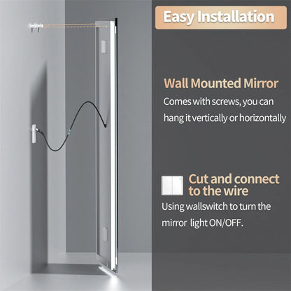 Bathroom Mirror Smart LED Vanity Mirror Wall Mounted With Bluetooth Digital Display Back  Front Lit 5