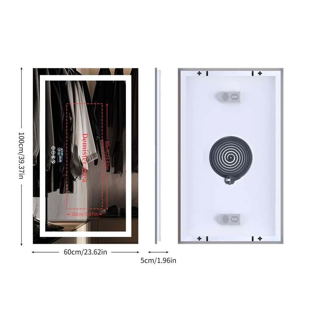 Bathroom Mirror Smart LED Vanity Mirror Wall Mounted With Bluetooth Digital Display Back  Front Lit 6